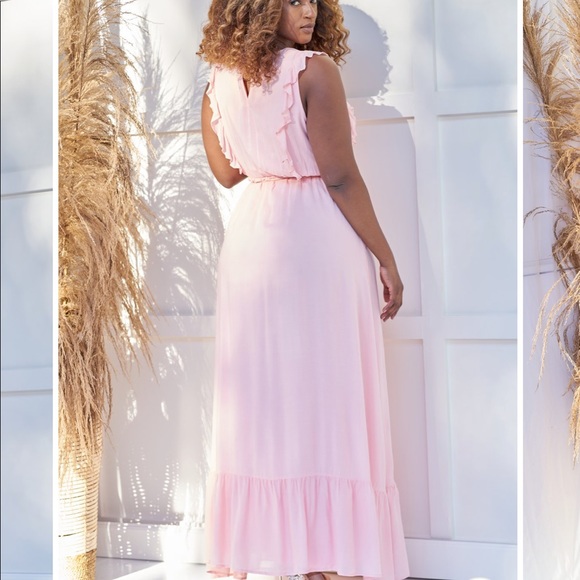 Pink Ruffle Maxi Dress - Picture 2 of 2